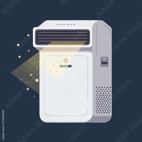 Modern Air Purifier with Clean Air Illustration for Healthy Living