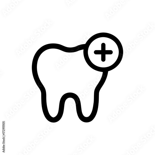 tooth icon with plus sign for dental care. tooth icon vector