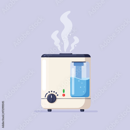 Modern Humidifier with Steam Air Purifier for Healthy Home Vector Illustration