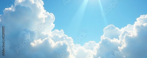 A serene blue sky funeral program template with elegant design elements for a memorial service brochure , service, tribute