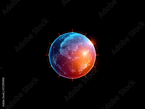 Cinematic Digital Illustration of a Glowing Sphere Planet