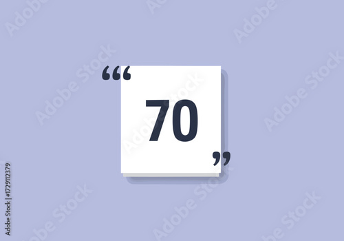 Quote Symbol with the Number 70 Concept for Anniversary or Milestone