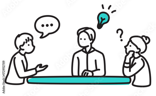 Team discussing ideas together