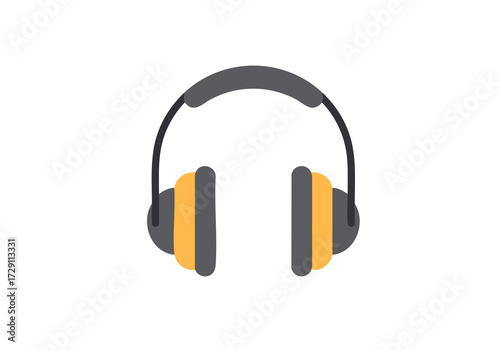 Modern Yellow and Gray Headphones Icon on White Background