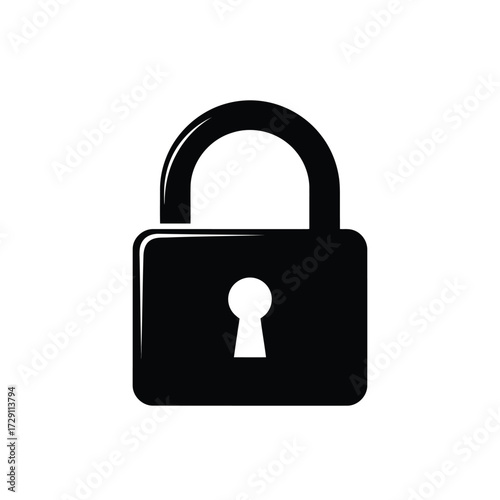 Simple black padlock icon for security and protection concept artwork