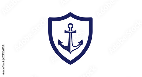 Simple and clean shield-shaped icon with an anchor element for security and nautical themes