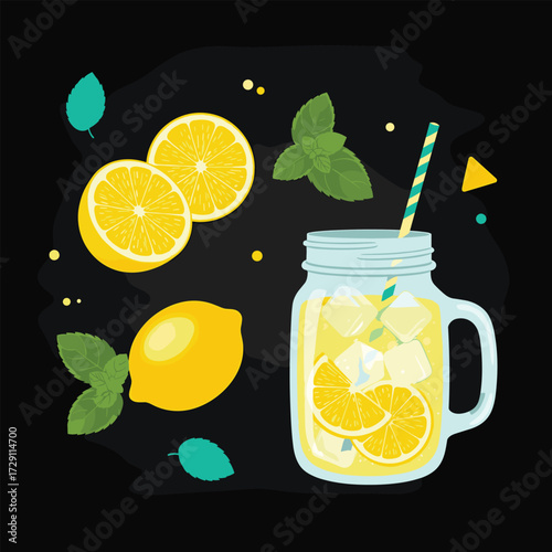 Refreshing homemade lemonade with fresh lemons and mint leaves.