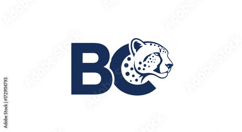 Elegant Brand Emblem Showcasing a Bold Initials with the Silhouette of a Cheetah Head