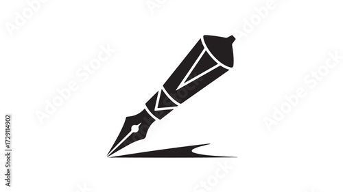 Elegant fountain pen writing elegantly, symbolizing creativity, inspiration, and the power of the written word for authors, journalists, and artists.