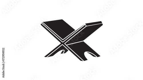 Elegant minimalist black and white abstract geometric shape representing knowledge or wisdom, perfect for modern branding and design projects seeking a sophisticated and conceptual visual.