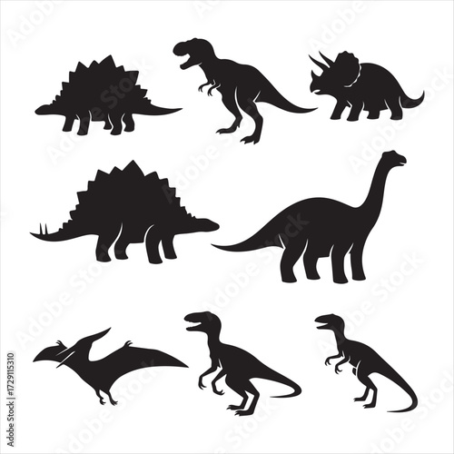 Silhouette art vector design vector art of collection of dinosaur silhouettes