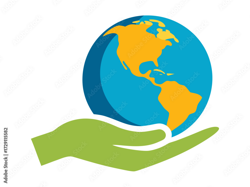 Fototapeta premium Vector art of hand holding earth, representing global support