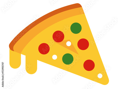 Vector art of pizza slice in flat design style illustration