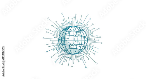 Stylized earth with network connections symbolizing global reach and connectivity