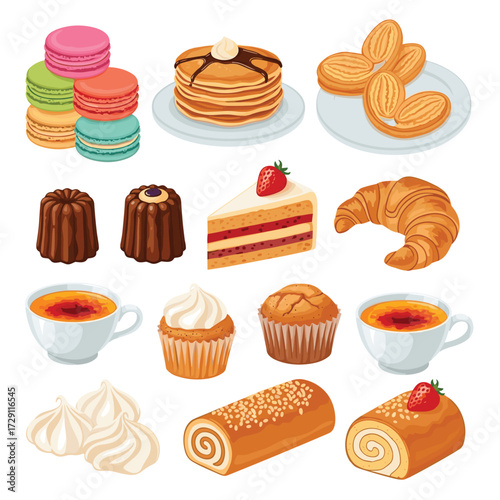 A delightful assortment of sweet baked goods and desserts.