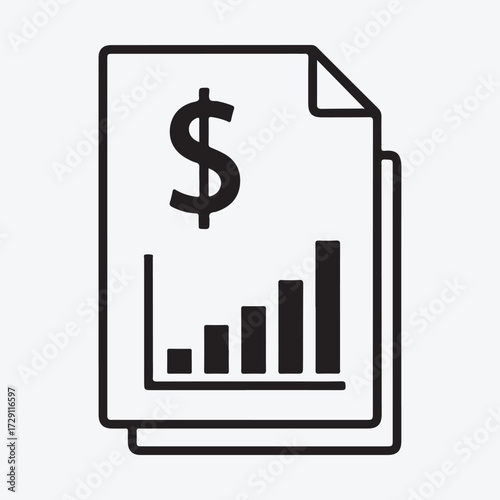 Silhouette art vector design vector art of financial report with dollar sign and growth chart icon