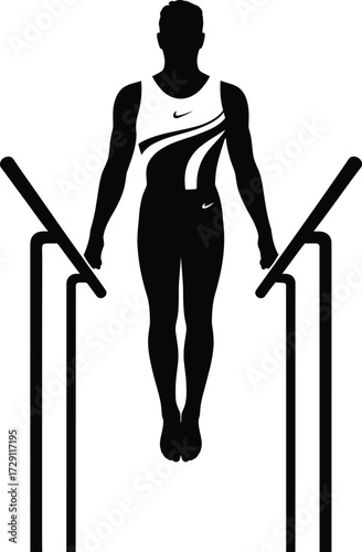 Gymnast on parallel bars silhouette gymnastics sport