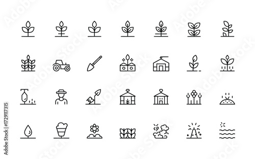 Collection of minimalist farm and garden icons vector scalable illustration eps format silhouette vector illustration white background