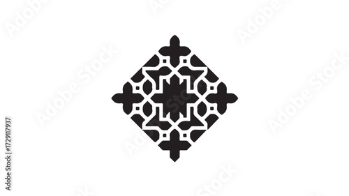 Elegant black and white abstract geometric pattern, symbolizing unity and intricate design, perfect for modern branding and sophisticated decor.