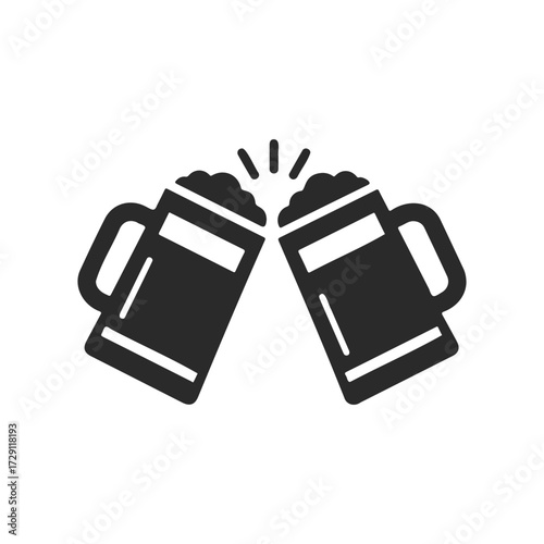 Celebratory clinking beer mugs icon symbolizing cheers and festivity