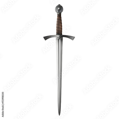 Medieval knight sword isolated on white background