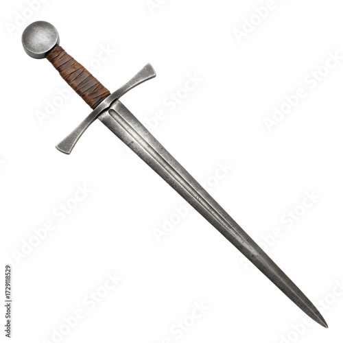 Medieval knight sword isolated on white background