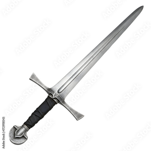 Medieval knight sword isolated on white background