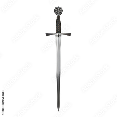 Medieval knight sword isolated on white background