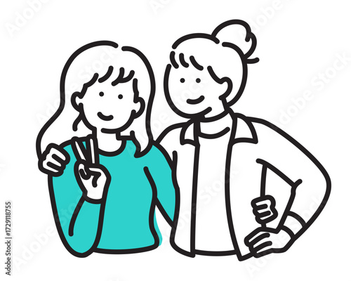 Two happy women hugging