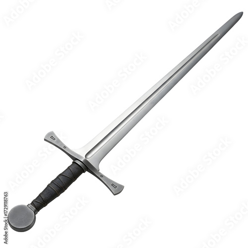Medieval knight sword isolated on white background