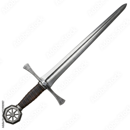 Medieval knight sword isolated on white background