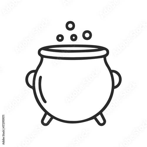 Black and white cauldron icon with bubbles
