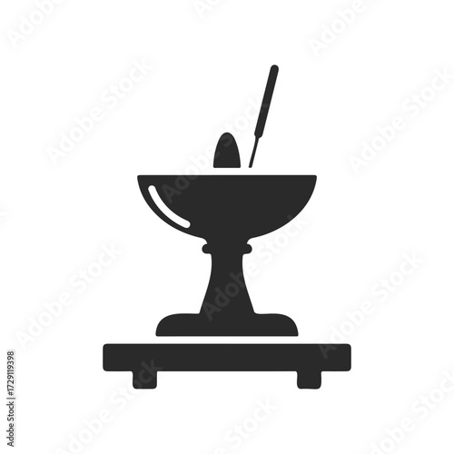 Pharmacy symbol: mortar and pestle with rod