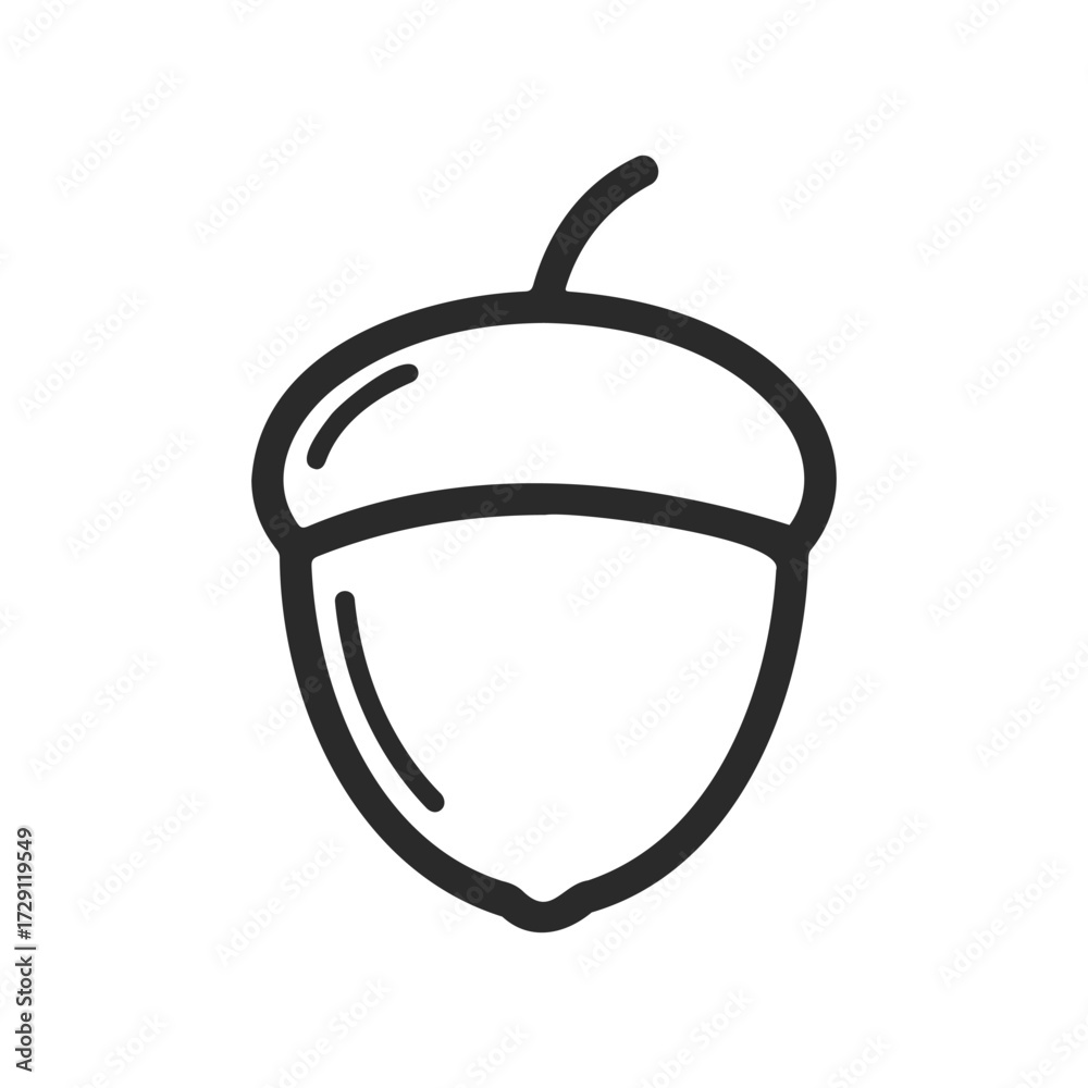 Obraz premium Minimalist acorn icon in black and white outline design
