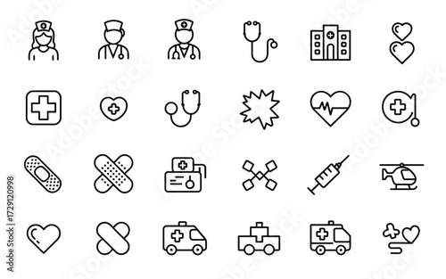 Collection of medical and healthcare icons vector illustration scalable eps graphics silhouette vector illustration white background