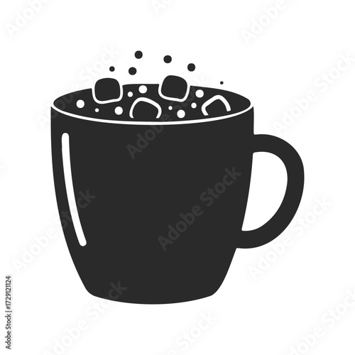 Hot cocoa mug with marshmallows icon