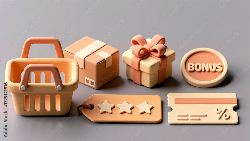 Fototapeta premium Shopping and Bonus Icons Collection for Promotional Materials