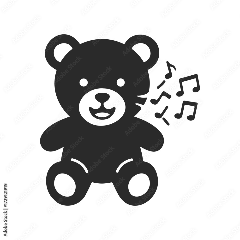 Obraz premium Musical teddy bear silhouette with music notes