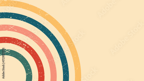 Retro striped semicircle arc perfect for backgrounds, invitations, posters, and designs needing a fun and vibrant element.