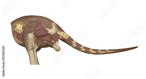 Detailed Anatomical Illustration of a Dinosaur s Tail and Pelvic Structure on White Background