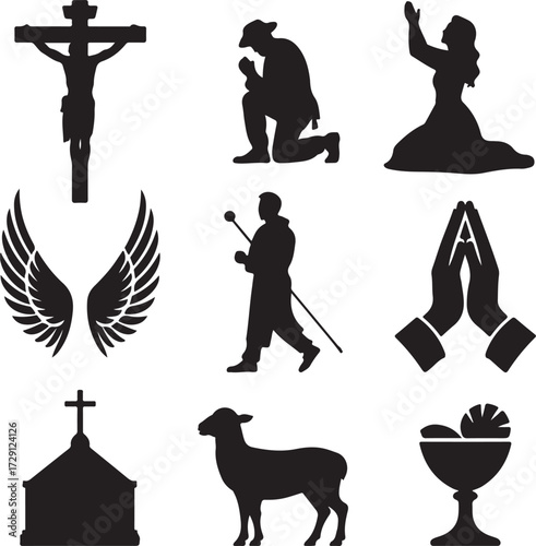 Crucifix, Shepherd and Worship Icons