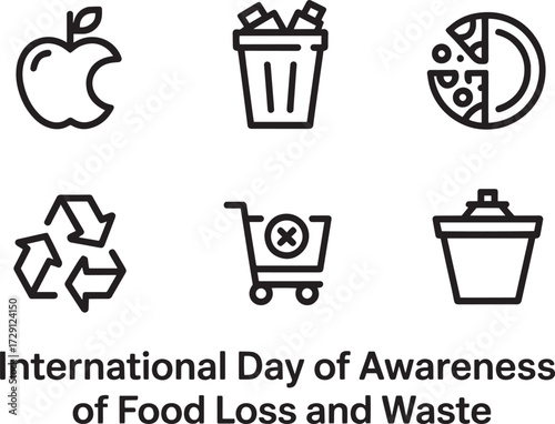 International Day of Awareness of Food Loss and Waste concept with related icons