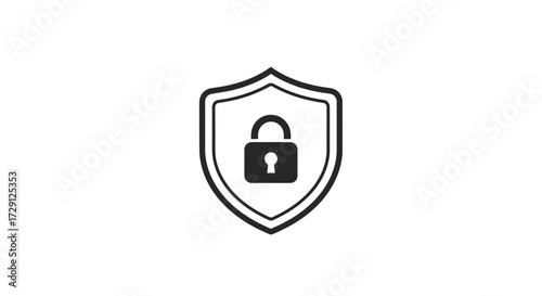 Modern representation of security concept with padlock symbol inside shield icon
