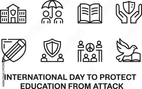 International Day to Protect Education from Attack, school security learning defense vector