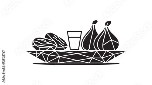 Iftar Meal, Enjoy fresh dates and figs with a glass of water, perfect for a healthy snack or elegant dessert, ideal for promoting wellness, mindful eating, and the delight of simple pleasures