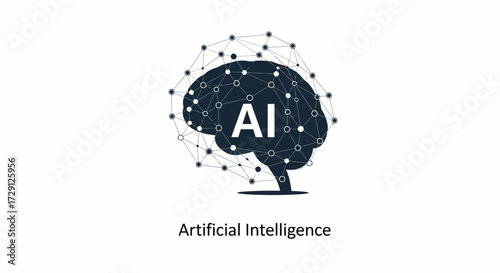 Abstract brain with neural network, conceptualizing modern artificial intelligence