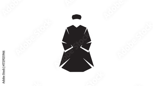 Powerful firefighter uniform graphic, symbolizing bravery and community service, perfect for emergency response and safety awareness campaigns, bold black design
