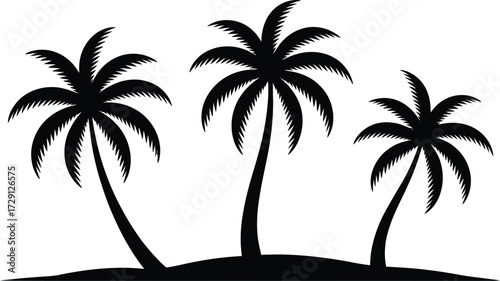 Black palm trees on white background tropical silhouette