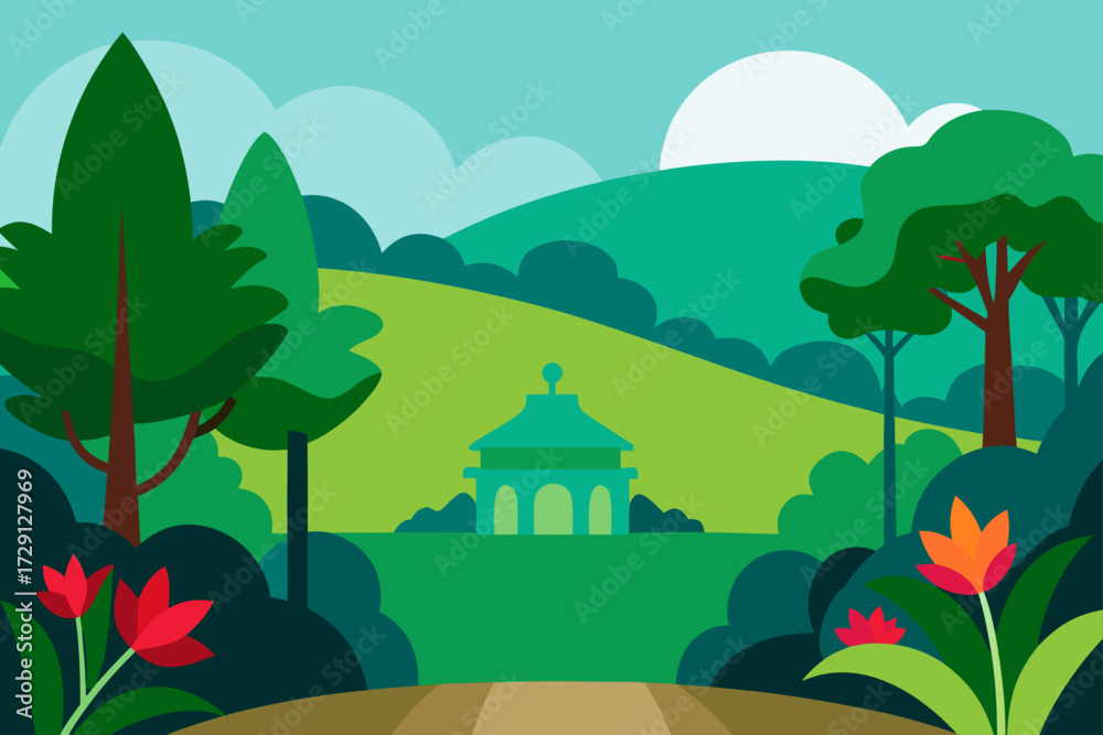 Naklejka premium vector illustration of a village