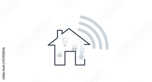 Stylized smart home outline representing connected technology and automation systems